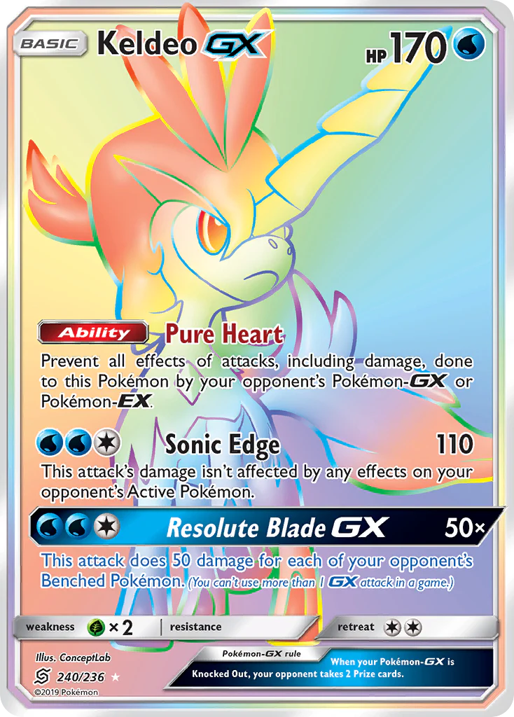 Keldeo-GX (240/236) - [Rainbow Holo] Unified Minds (UNM)