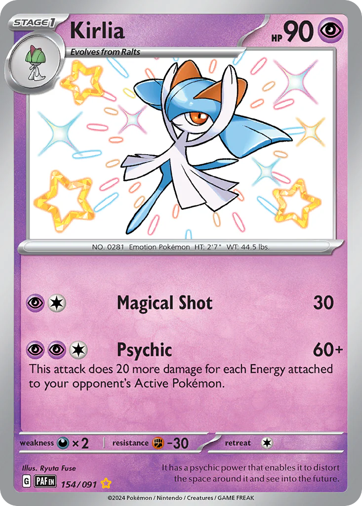 Kirlia (154/91) - [Shiny Holo] Paldean Fates (PAF)