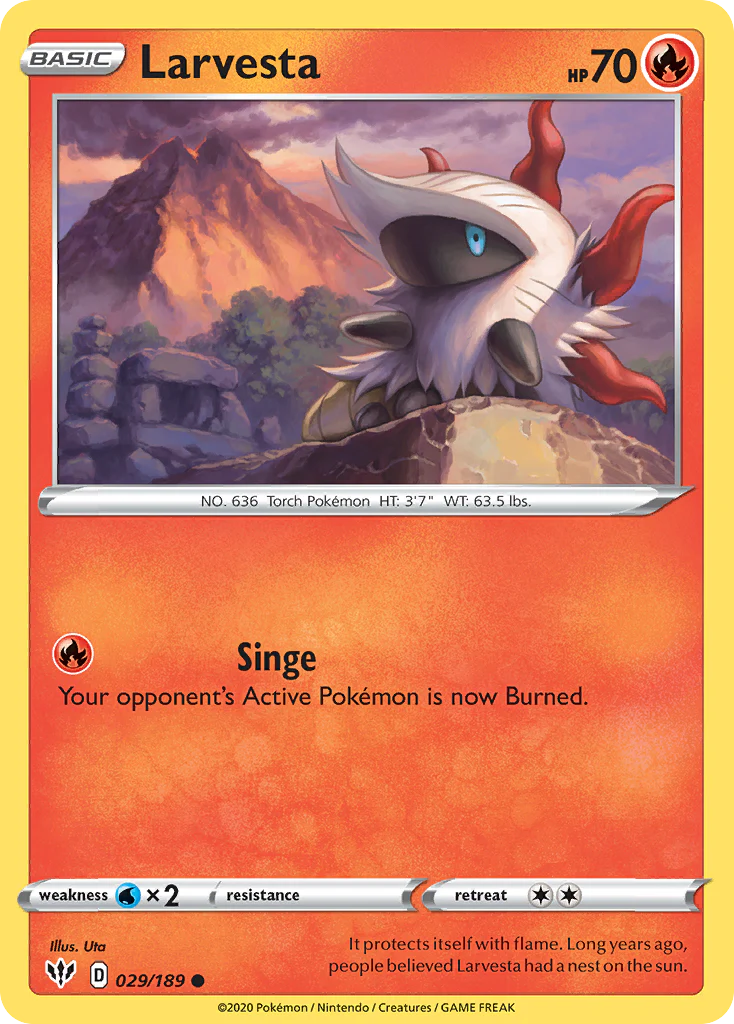 Larvesta (29/189) - [Reverse Holo] Darkness Ablaze (DAA)