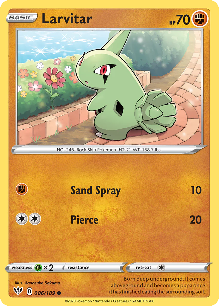 Larvitar (86/189) - [Reverse Holo] Darkness Ablaze (DAA)