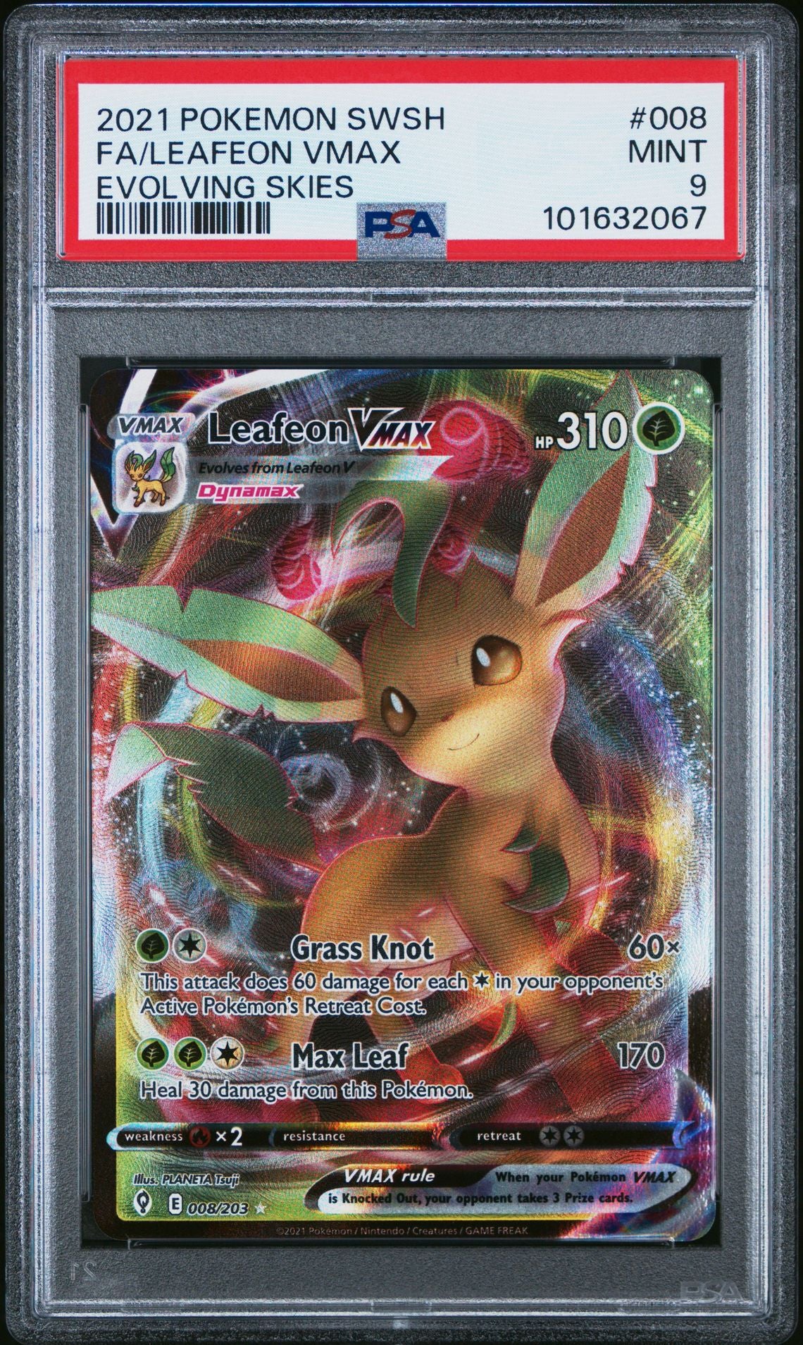 Leafeon Vmax #008 - [Graded PSA 9] Sword & Shield Evolving Skies