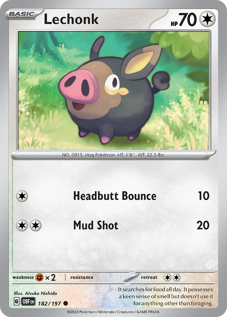 Lechonk (182/197) - [Reverse Holo] Obsidian Flames (OBF)