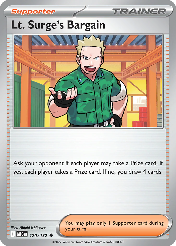 Lt. Surge's Bargain (120/132) - [Reverse Holo] Mega Evolution (MEG)
