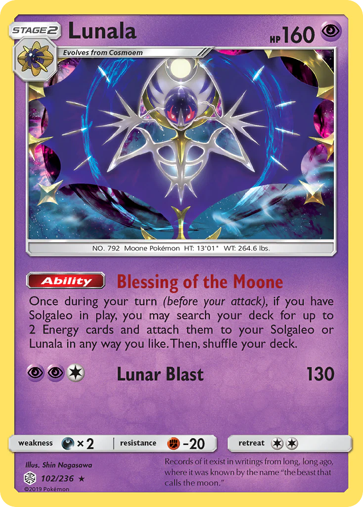 Lunala (102/236) - [Reverse Holo] Cosmic Eclipse (CEC)
