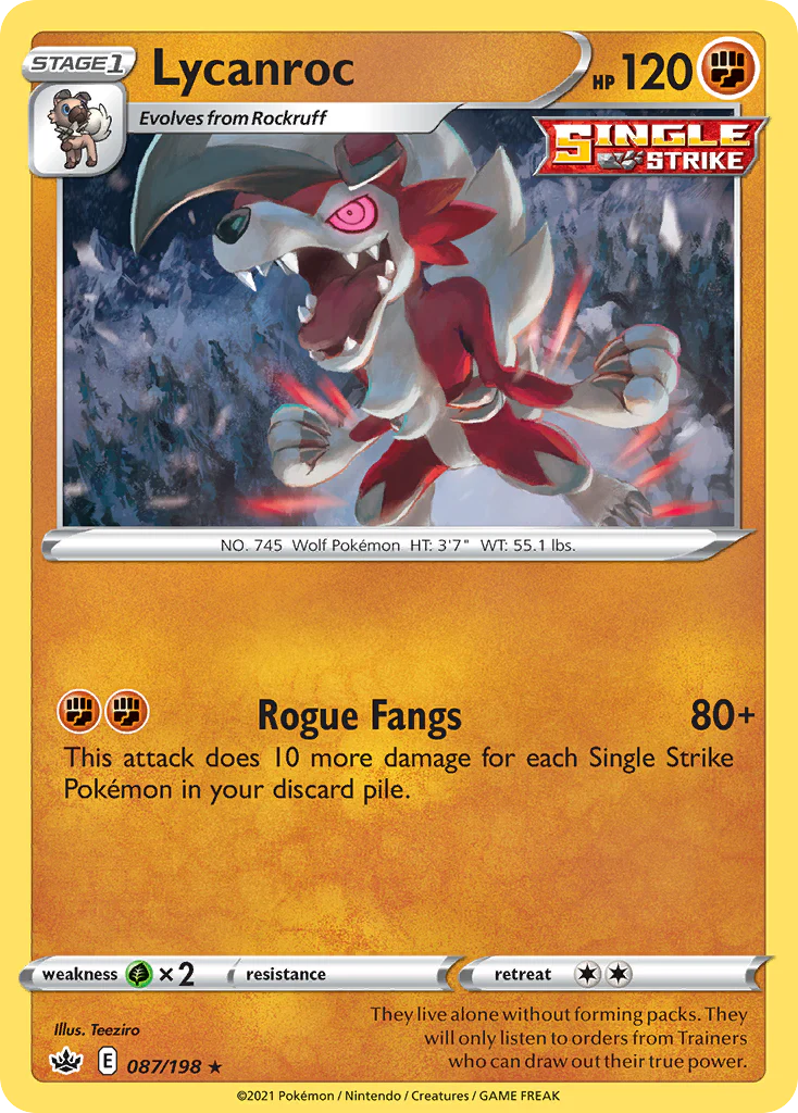 Lycanroc (87/198) - [Reverse Holo] Chilling Reign (CRE)