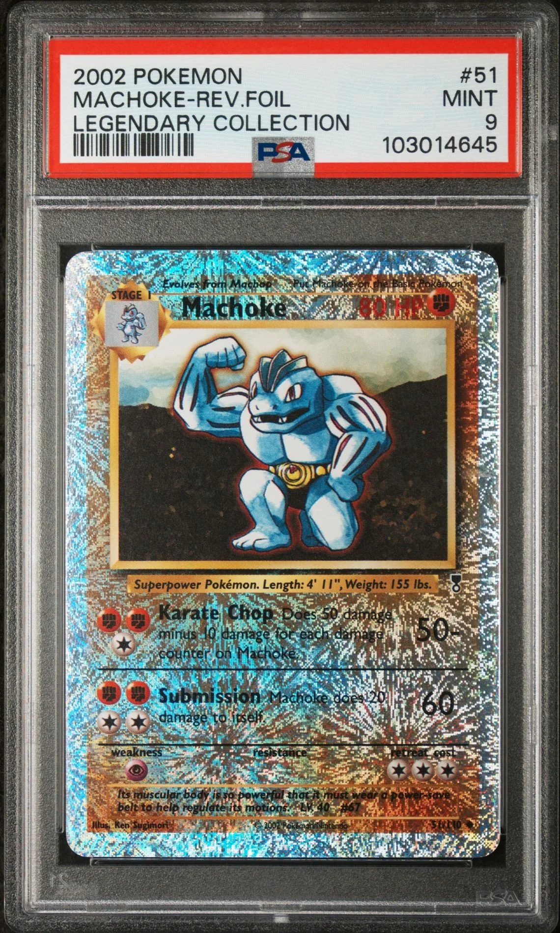 Machoke #51 - [Reverse Holo, Graded PSA 9] Legendary Collection