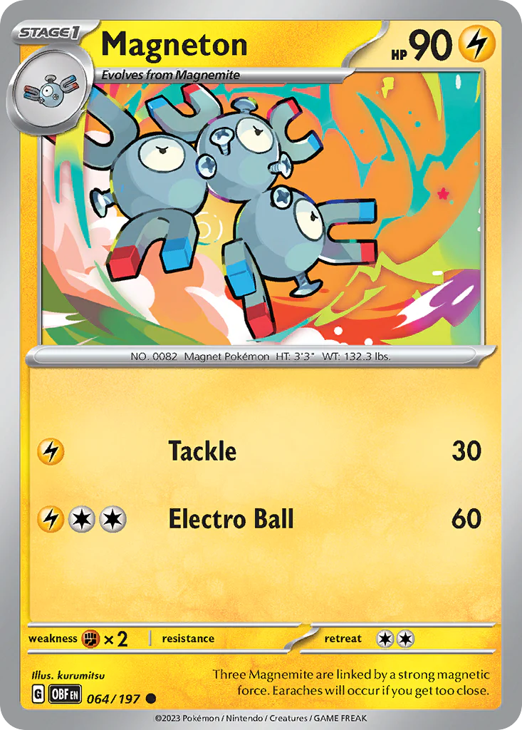 Magneton (64/197) - [Reverse Holo] Obsidian Flames (OBF)