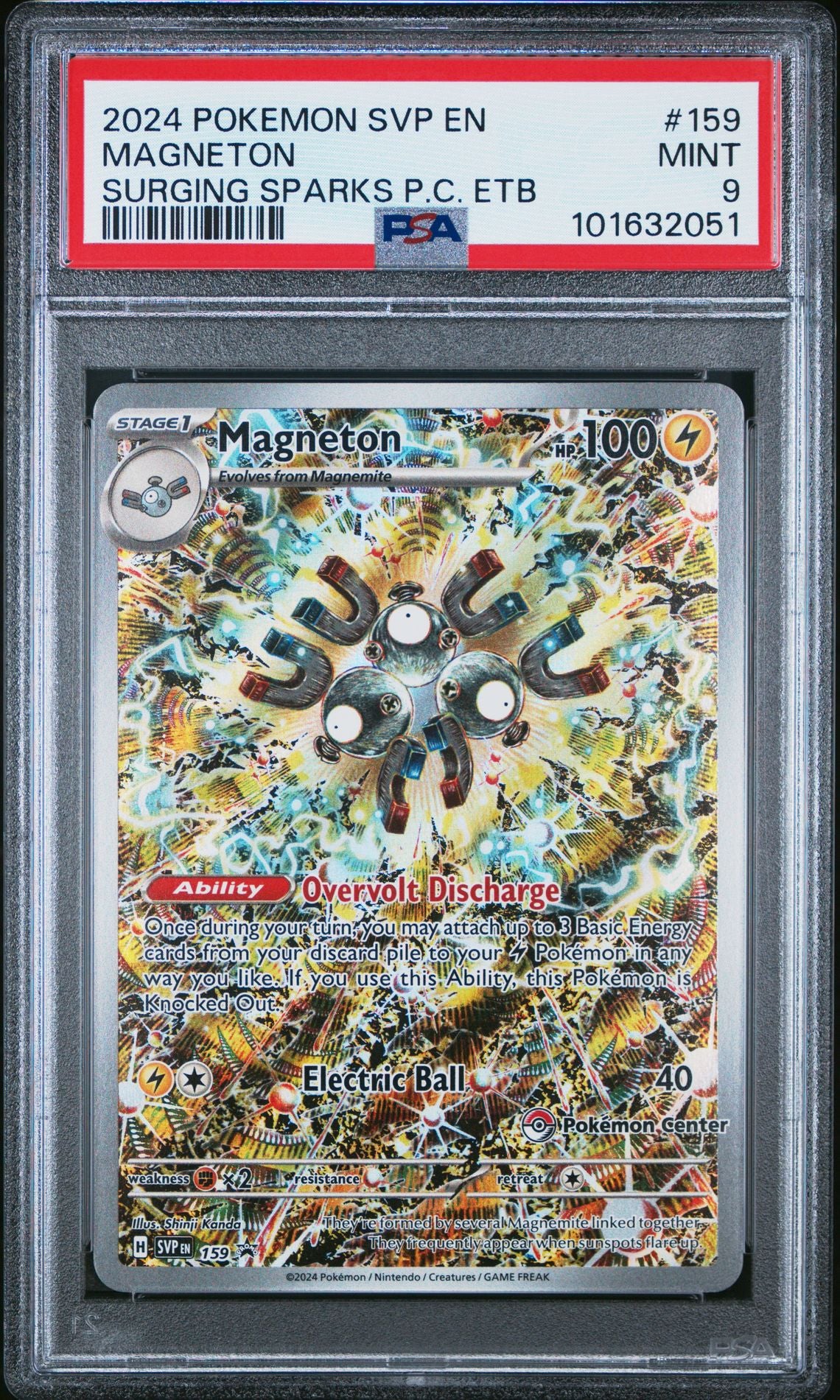 Magneton Surging Sparks Pokemon Center Elite Trainer Box #159 - [Graded PSA 9] Sv Black Star Promo