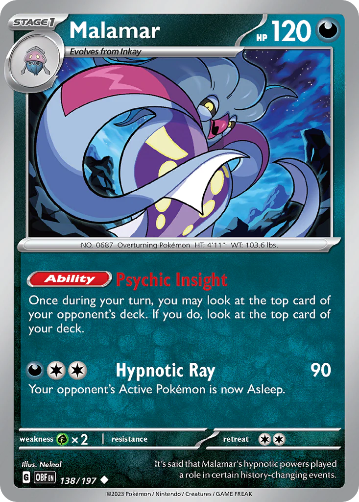 Malamar (138/197) - [Reverse Holo] Obsidian Flames (OBF)