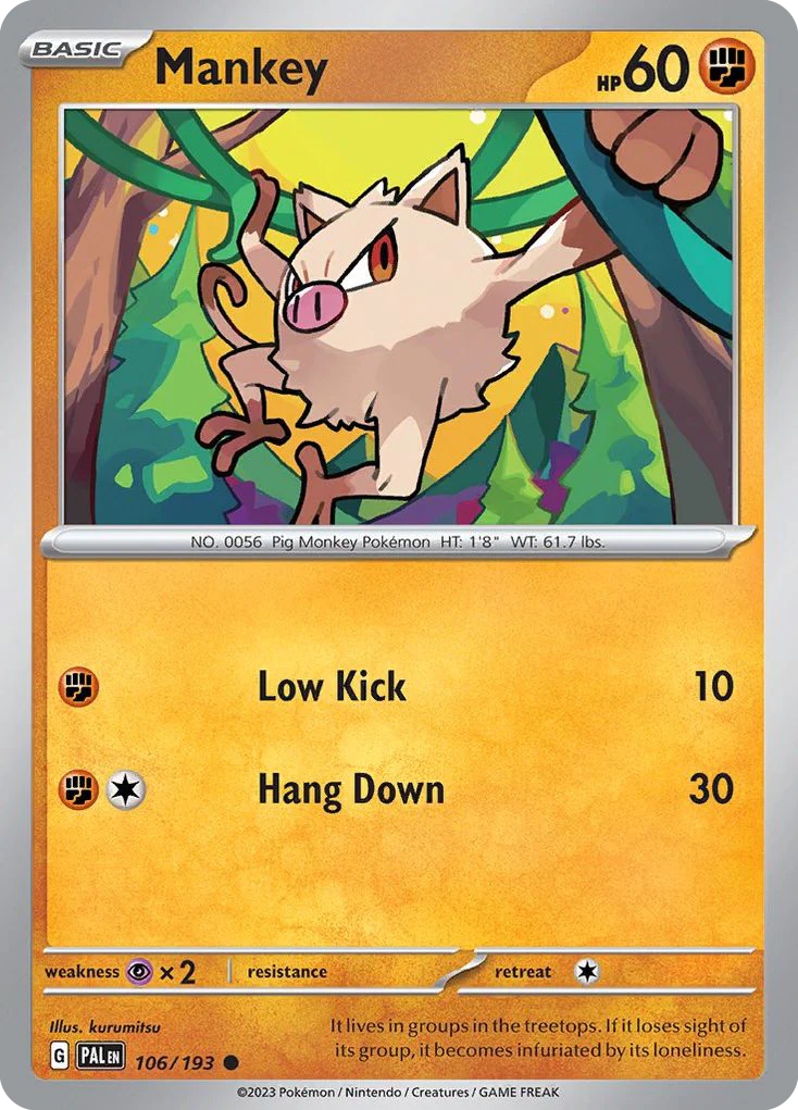 Mankey (106/193) - [Reverse Holo] Paldea Evolved (PAL)