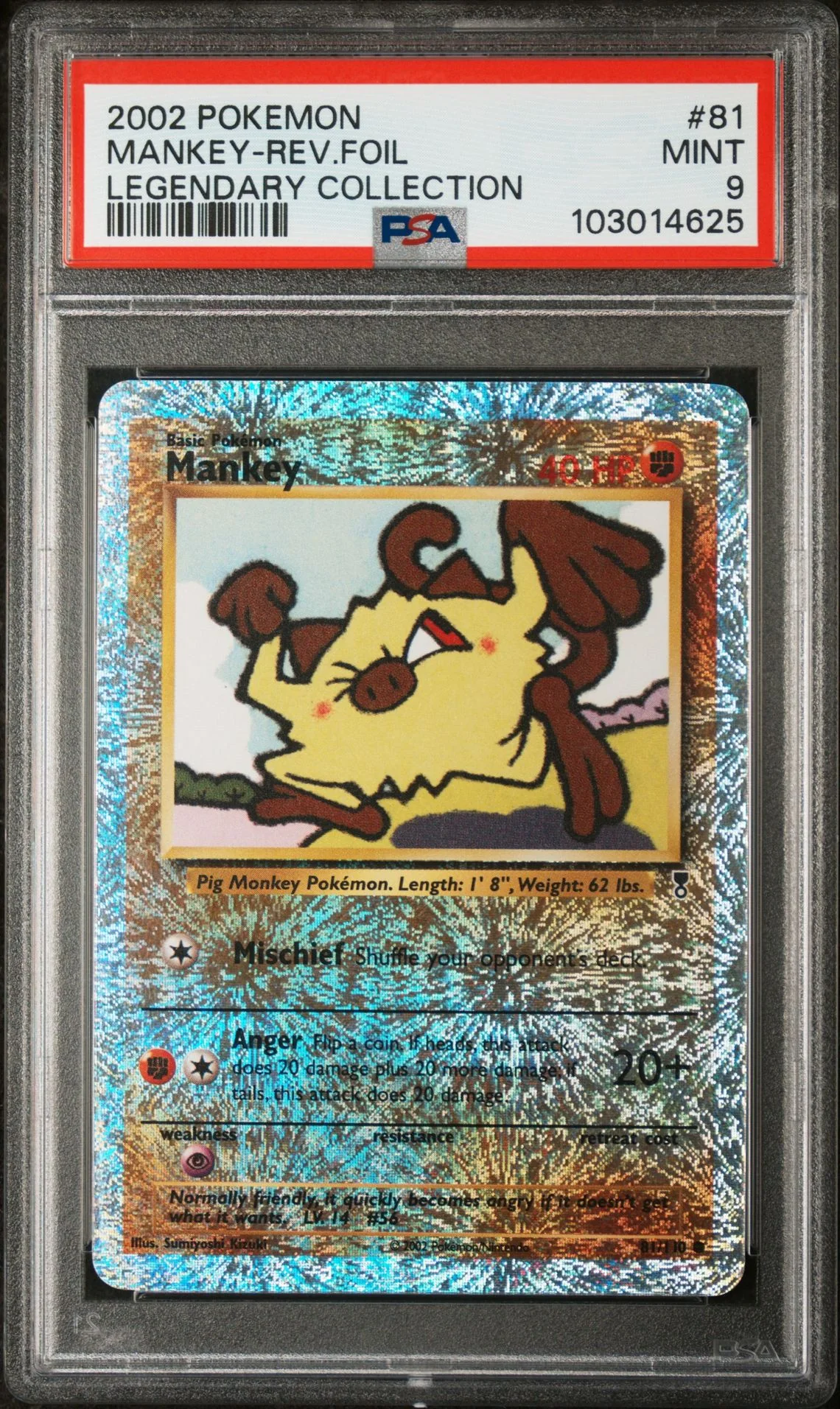 Mankey #81 - [Reverse Holo, Graded PSA 9] Legendary Collection