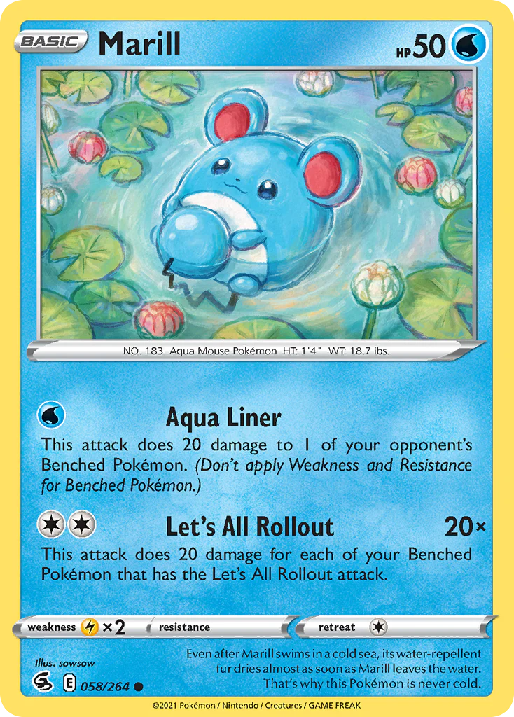 Marill (58/264) - [Reverse Holo] Fusion Strike (FST)