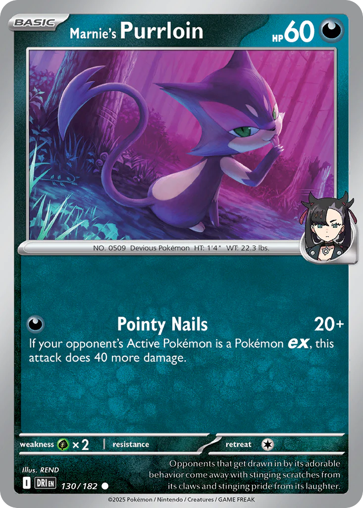 Marnie's Purrloin (130/182) - [Reverse Holo] Destined Rivals (DRI)