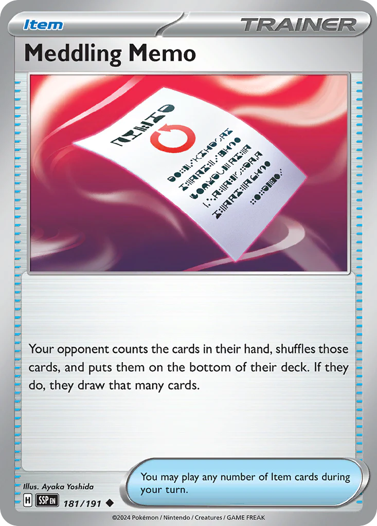 Meddling Memo (181/191) - [Reverse Holo] Surging Sparks (SSP)