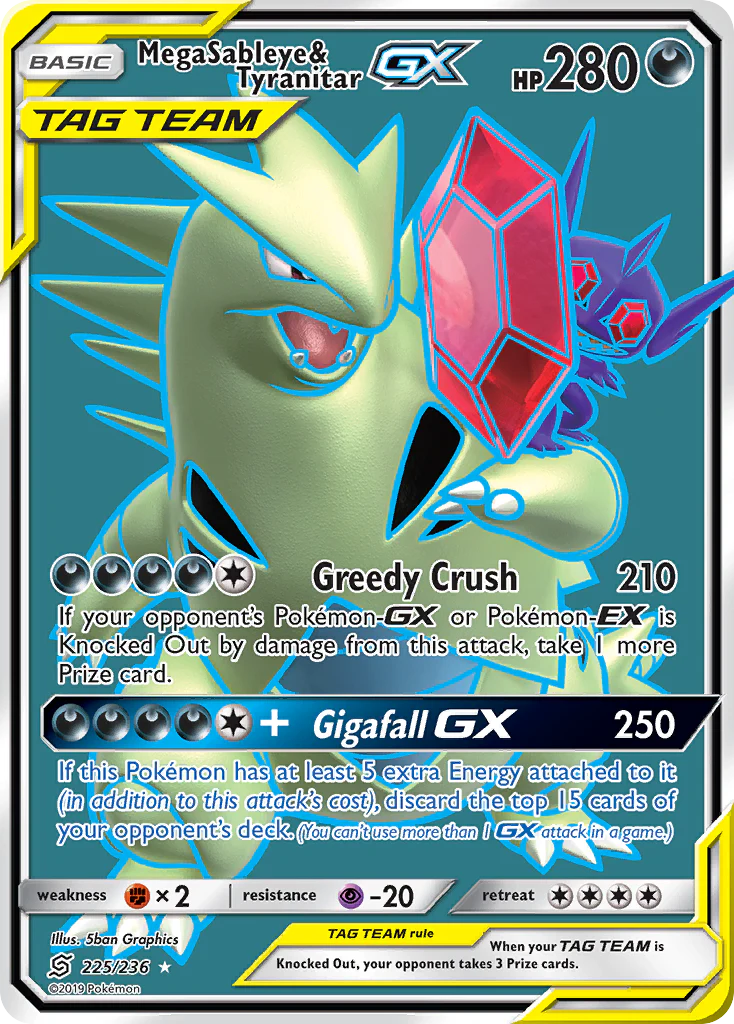 Mega Sableye & Tyranitar-GX (225/236) - [Full Art] Unified Minds (UNM)