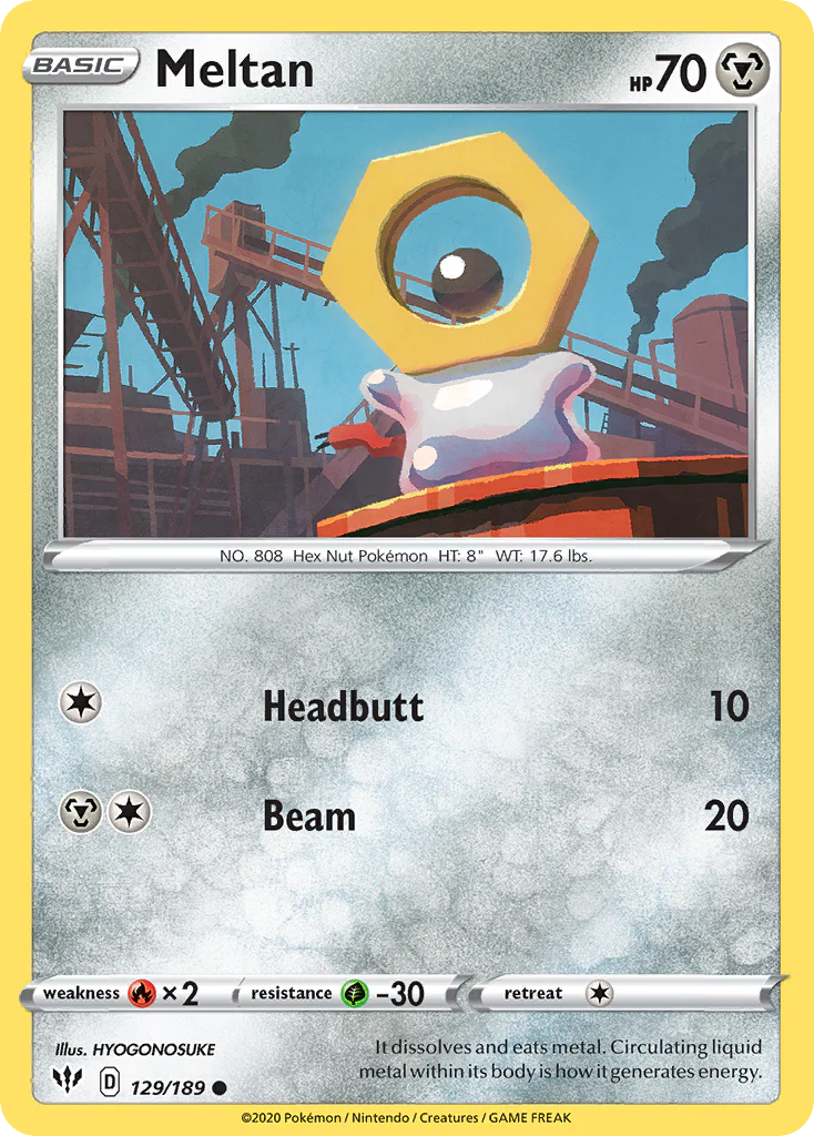 Meltan (129/189) - [Reverse Holo] Darkness Ablaze (DAA)