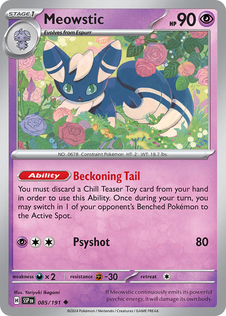 Meowstic (85/191) - [Reverse Holo] Surging Sparks (SSP)
