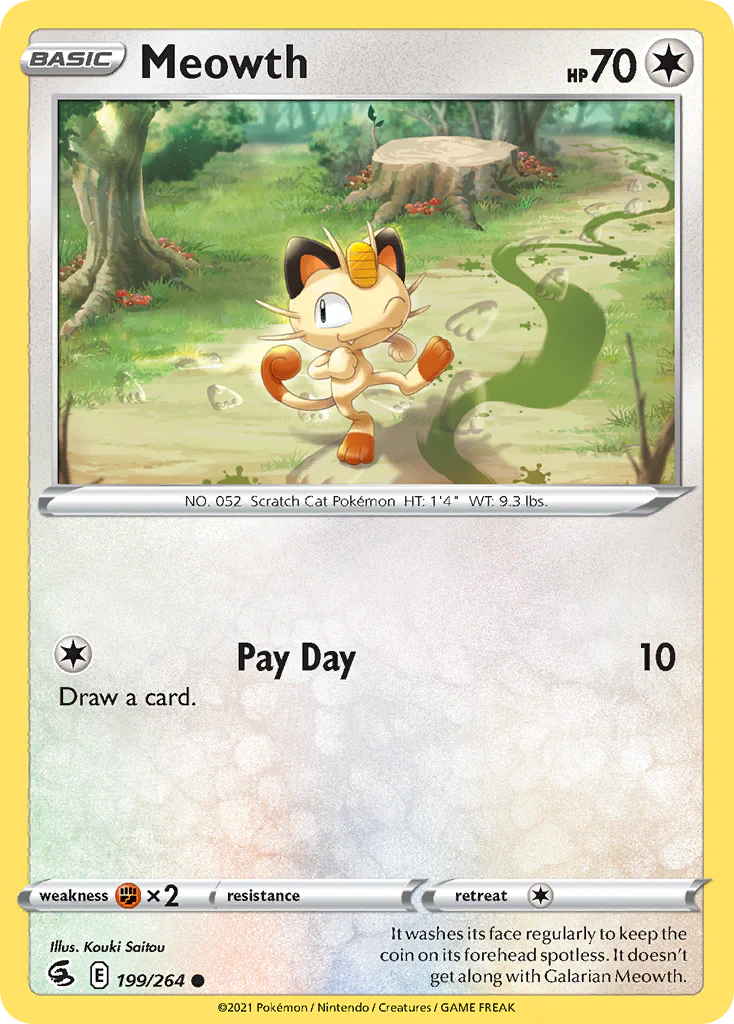 Meowth (199/264) - [Reverse Holo] Fusion Strike (FST)