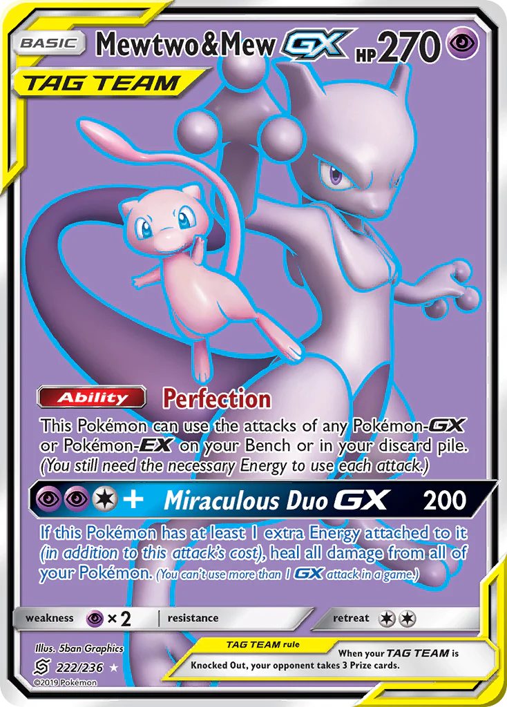 Mewtwo & Mew-GX (222/236) - [Full Art] Unified Minds (UNM)