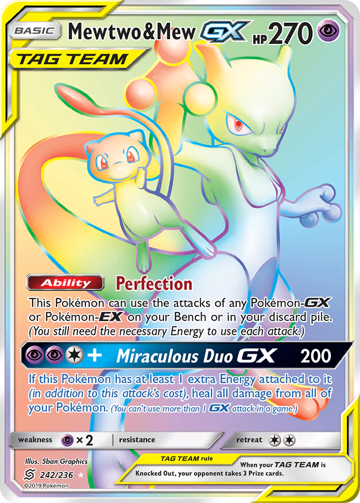 Mewtwo & Mew-GX (242/236) - [Rainbow Holo] Unified Minds (UNM)