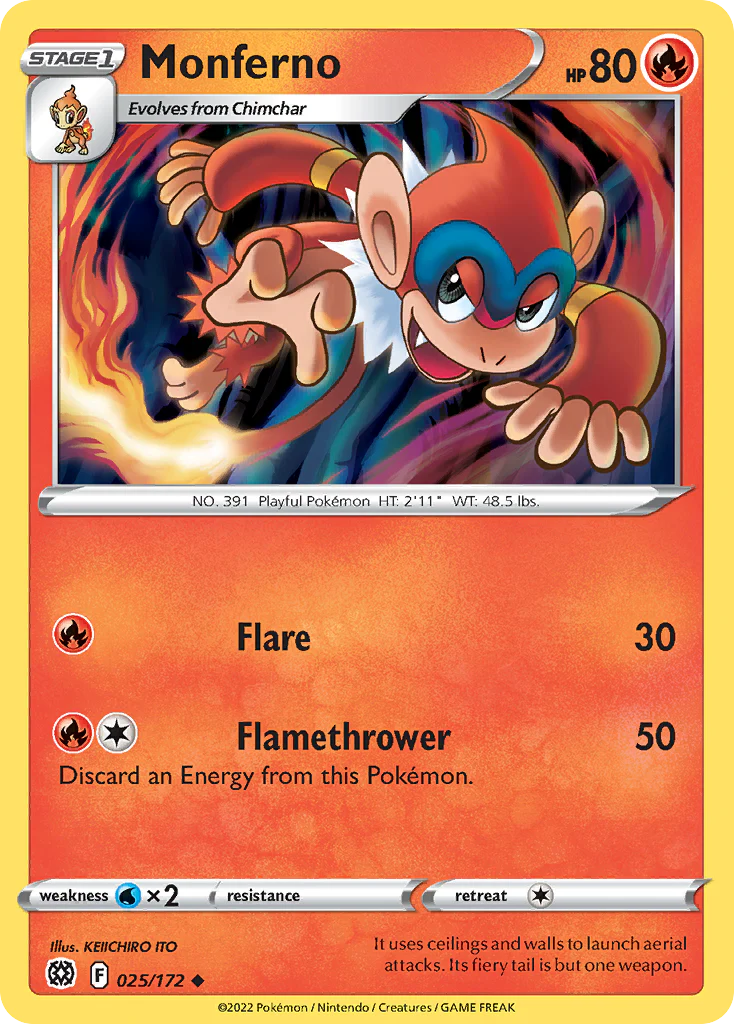 Monferno (25/172) - [Reverse Holo] Brilliant Stars (BRS)