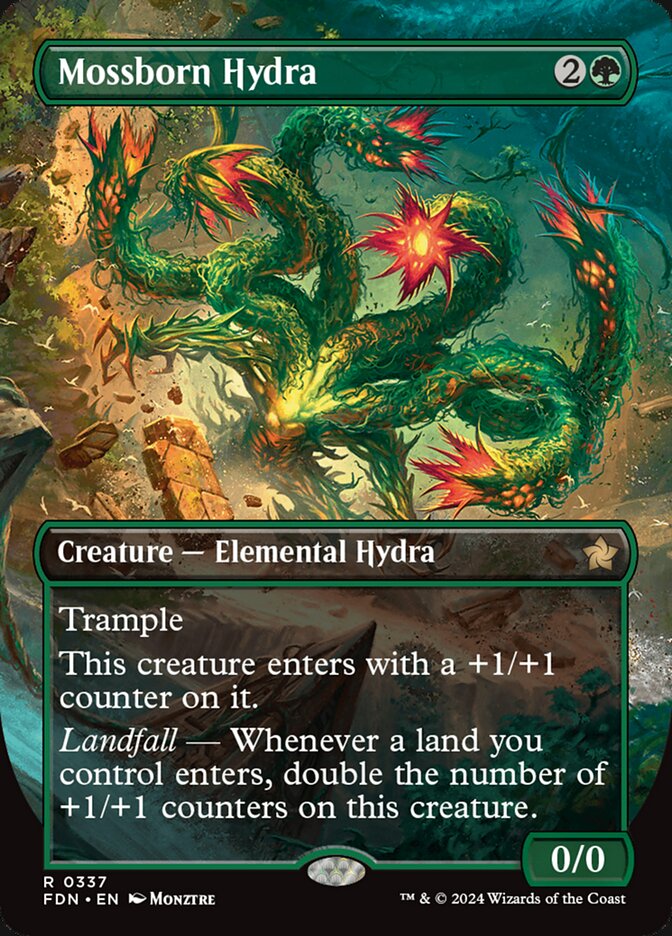 Mossborn Hydra - [Foil, Borderless] Foundations (FDN)