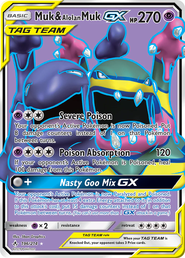 Muk & Alolan Muk-GX (196/214) - [Full Art] Unbroken Bonds (UNB)