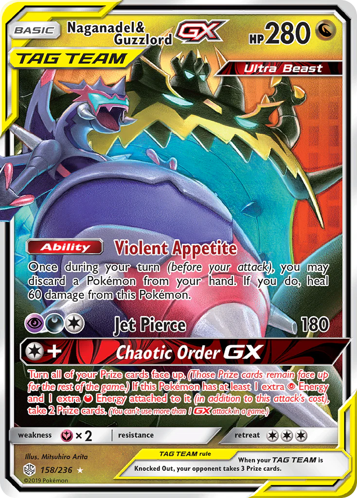 Naganadel & Guzzlord-GX (158/236) - [Holo Foil] Cosmic Eclipse (CEC)
