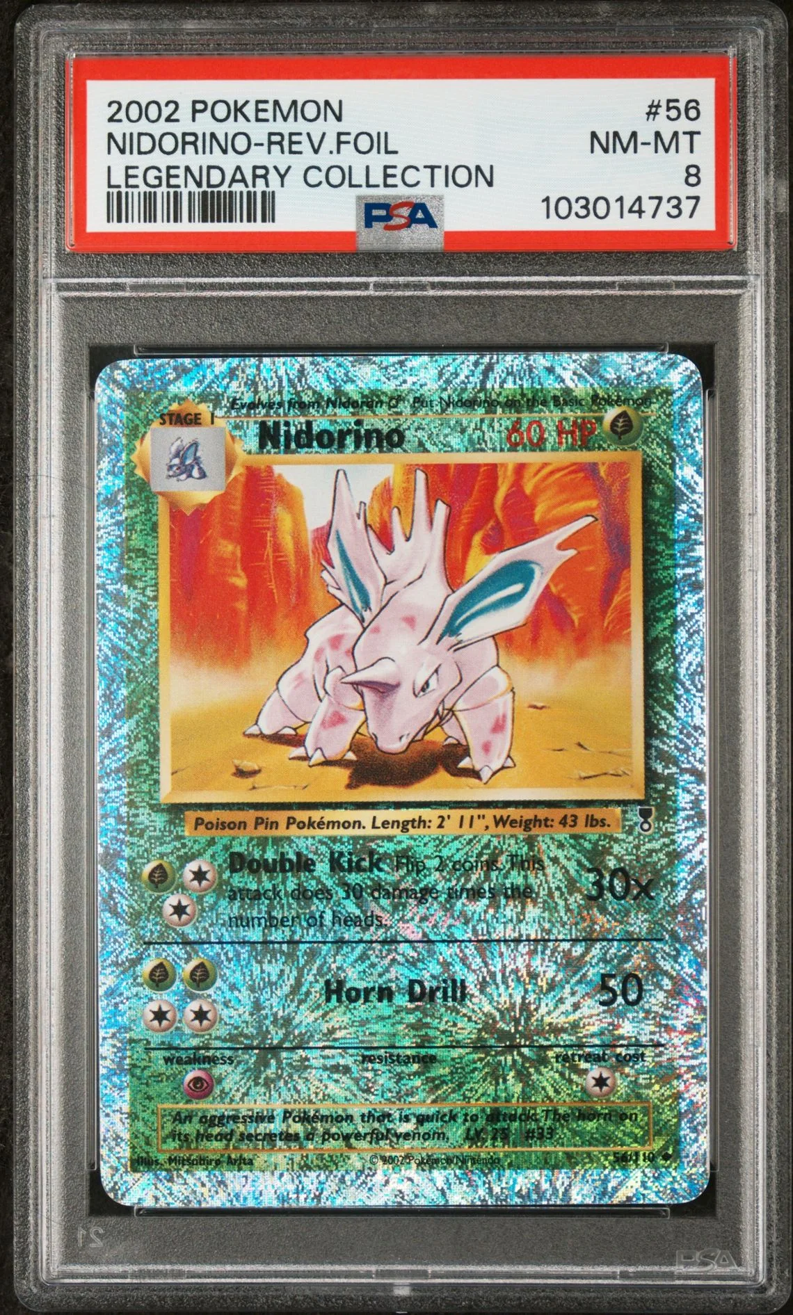 Nidorino #56 - [Reverse Holo, Graded PSA 8] Legendary Collection - Image 2