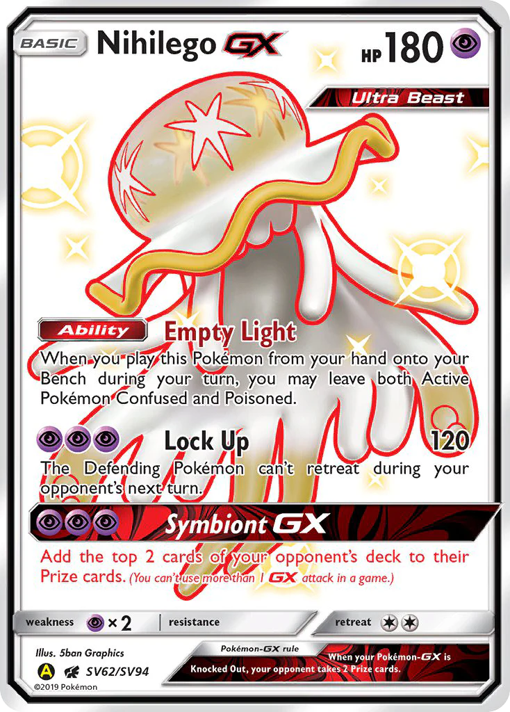 Nihilego-GX (SV62/94) - [Holo Foil] Hidden Fates Shiny Vault (HIFSV)