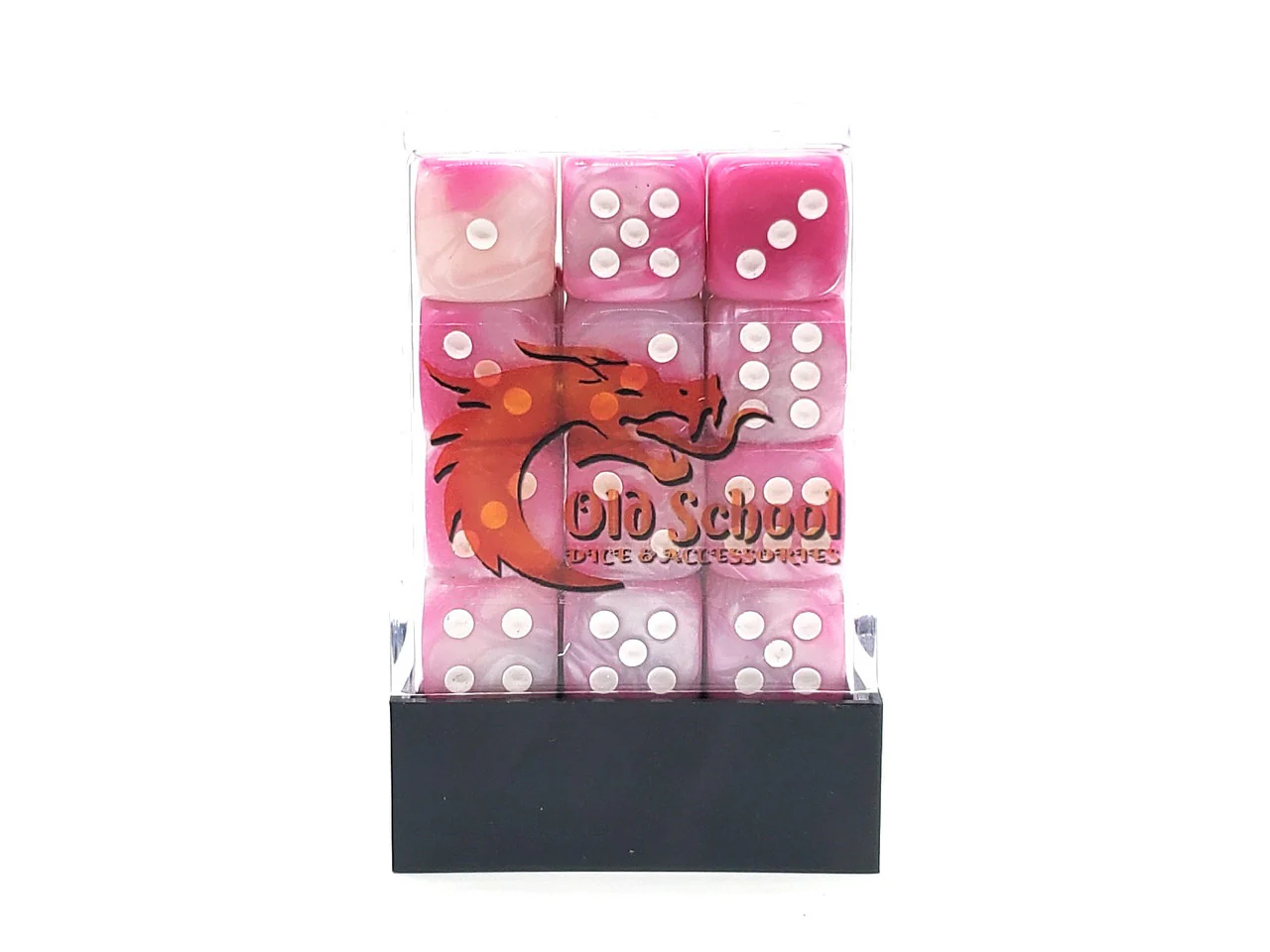 Old School 36ct 12mm D6 Dice Set: Vorpal - Pink & White - Image 2