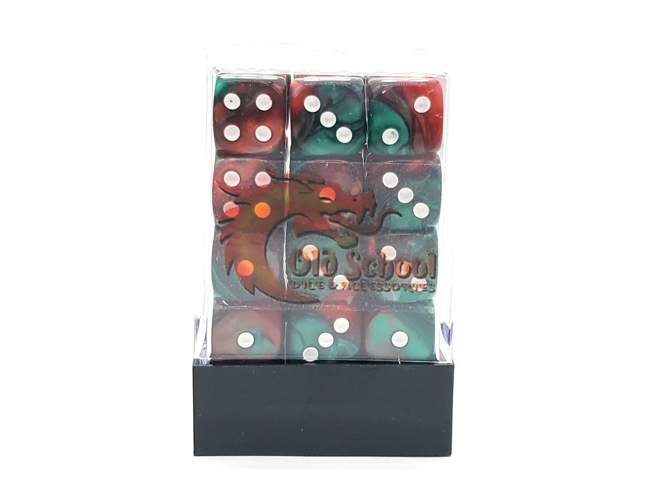 Old School 36ct 12mm D6 Dice Set: Vorpal - Red & Green - Image 2