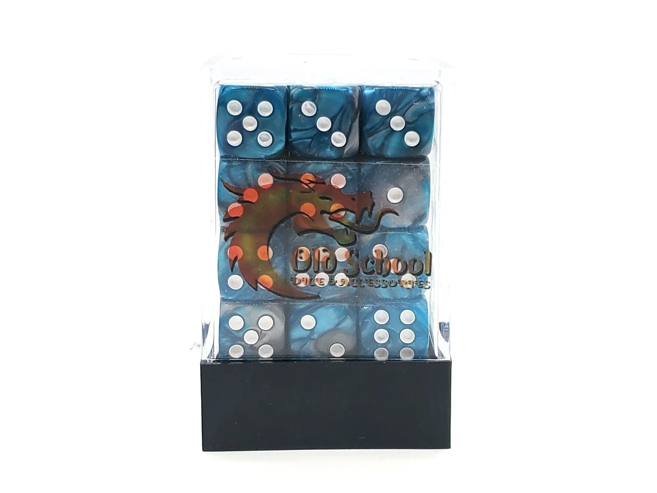 Old School 36ct 12mm D6 Dice Set: Vorpal - Silver & Teal - Image 2