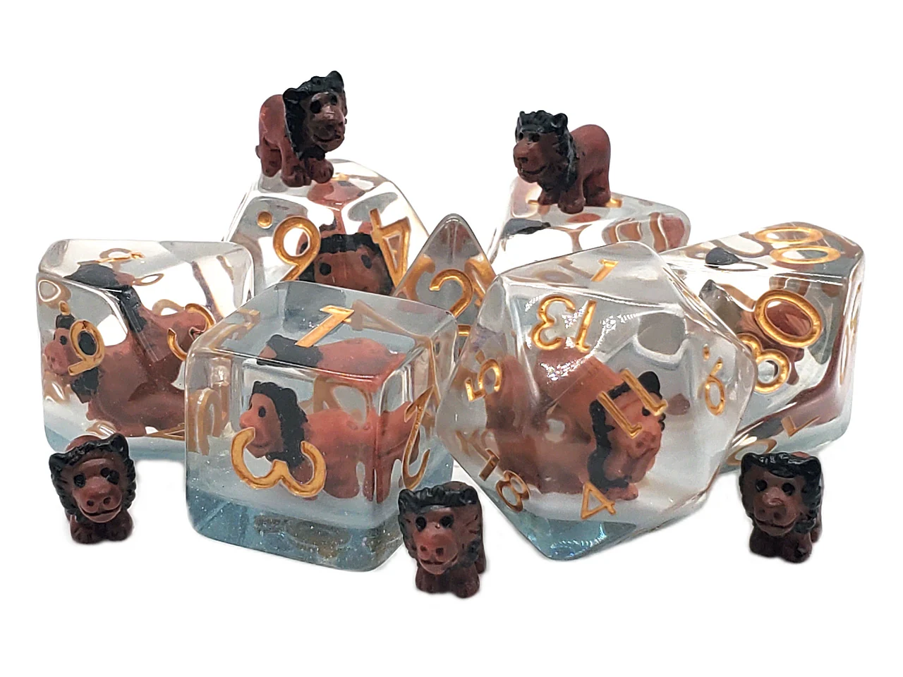 Old School 7 Piece DnD RPG Dice Set: Animal Kingdom - Lion