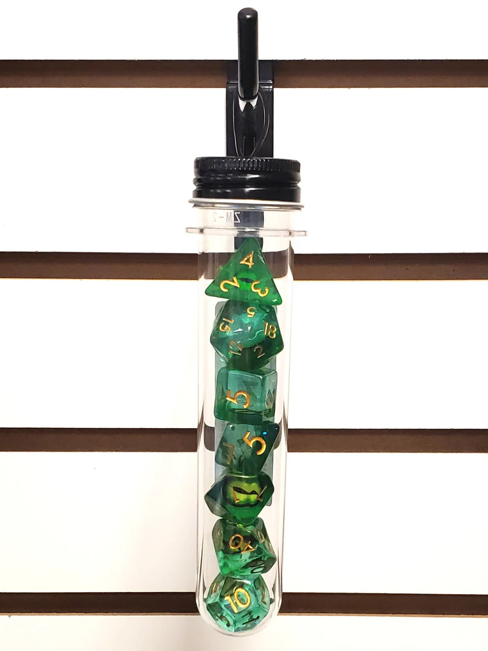 Old School 7 Piece DnD RPG Dice Set: Infused - Dragon Eye Green - Image 2