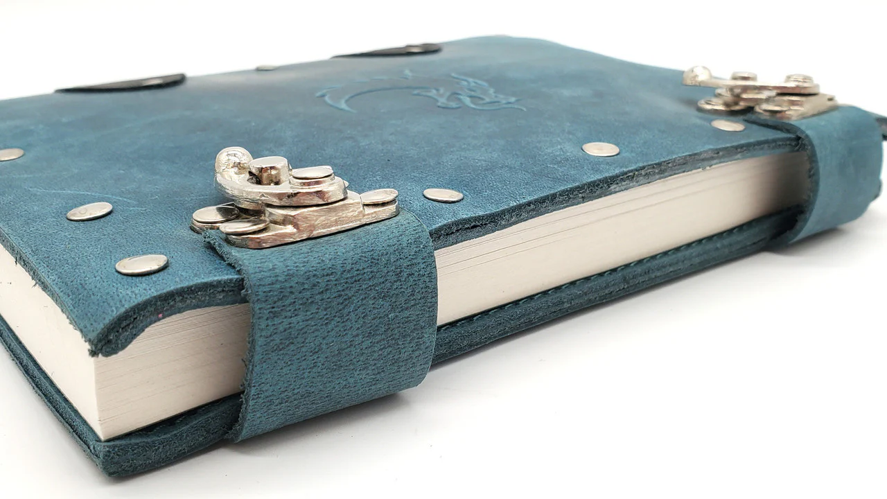 Old School Dice: Adventure Journal 8x6 - Light Blue Leather - Image 3
