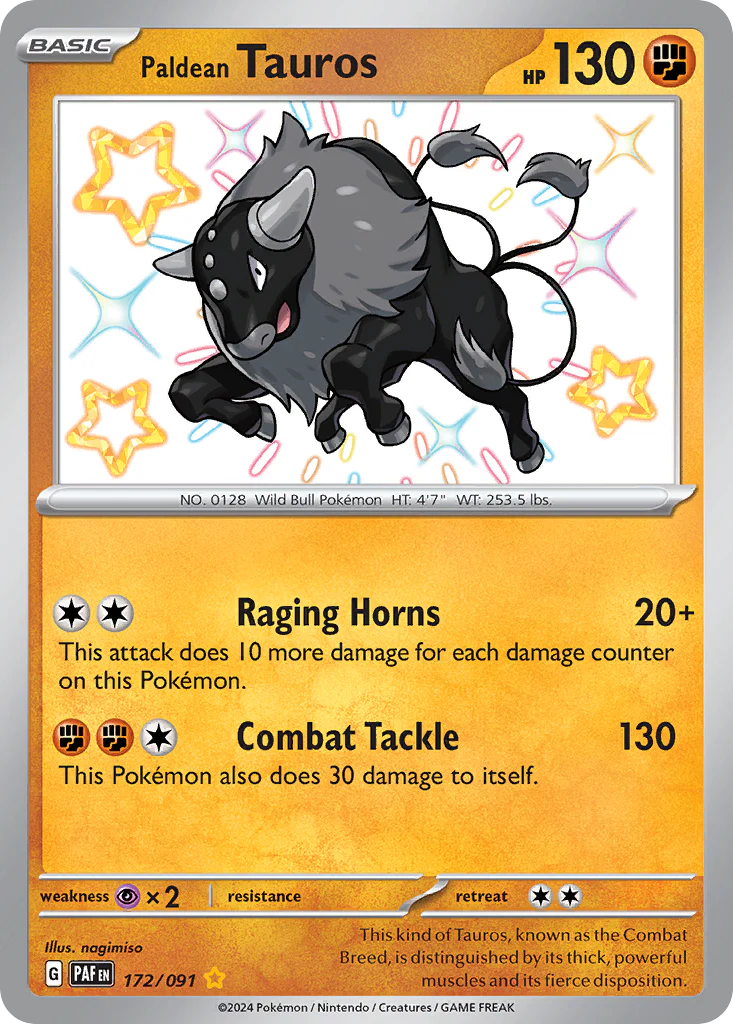 Paldean Tauros (172/91) - [Shiny Holo] Paldean Fates (PAF)