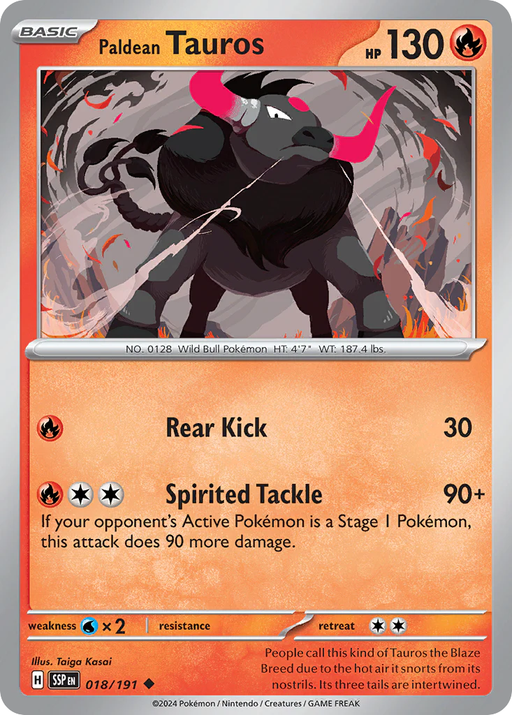Paldean Tauros (18/191) - [Reverse Holo] Surging Sparks (SSP)