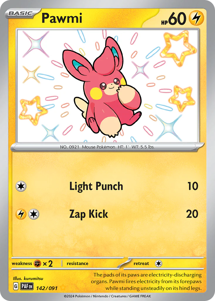Pawmi (142/91) - [Shiny Holo] Paldean Fates (PAF)
