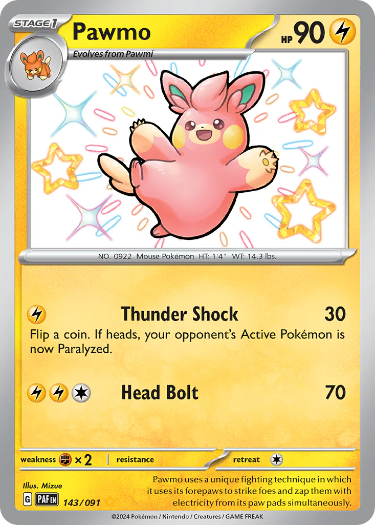 Pawmo (143/91) - [Shiny Holo] Paldean Fates (PAF)