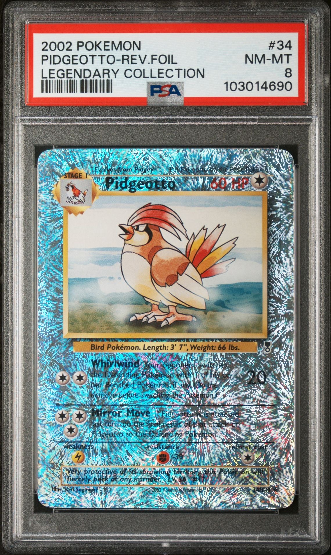 Pidgeotto #34 - [Reverse Holo, Graded PSA 8] Legendary Collection
