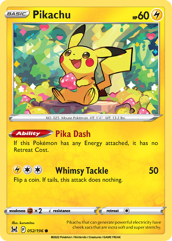 Pikachu (52/196) - [Reverse Holo] Lost Origin (LOR)