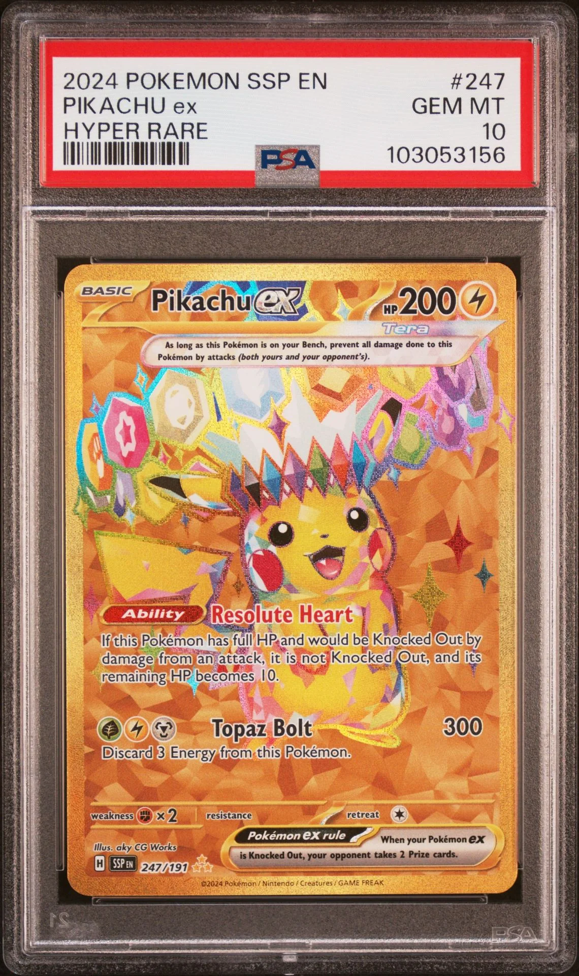 Pikachu Ex Hyper Rare #247 - [Graded PSA 10] Surging Sparks