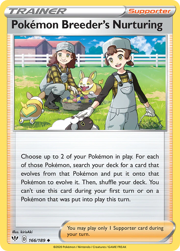 Pokemon Breeder's Nurturing (166/189) - Darkness Ablaze (DAA)