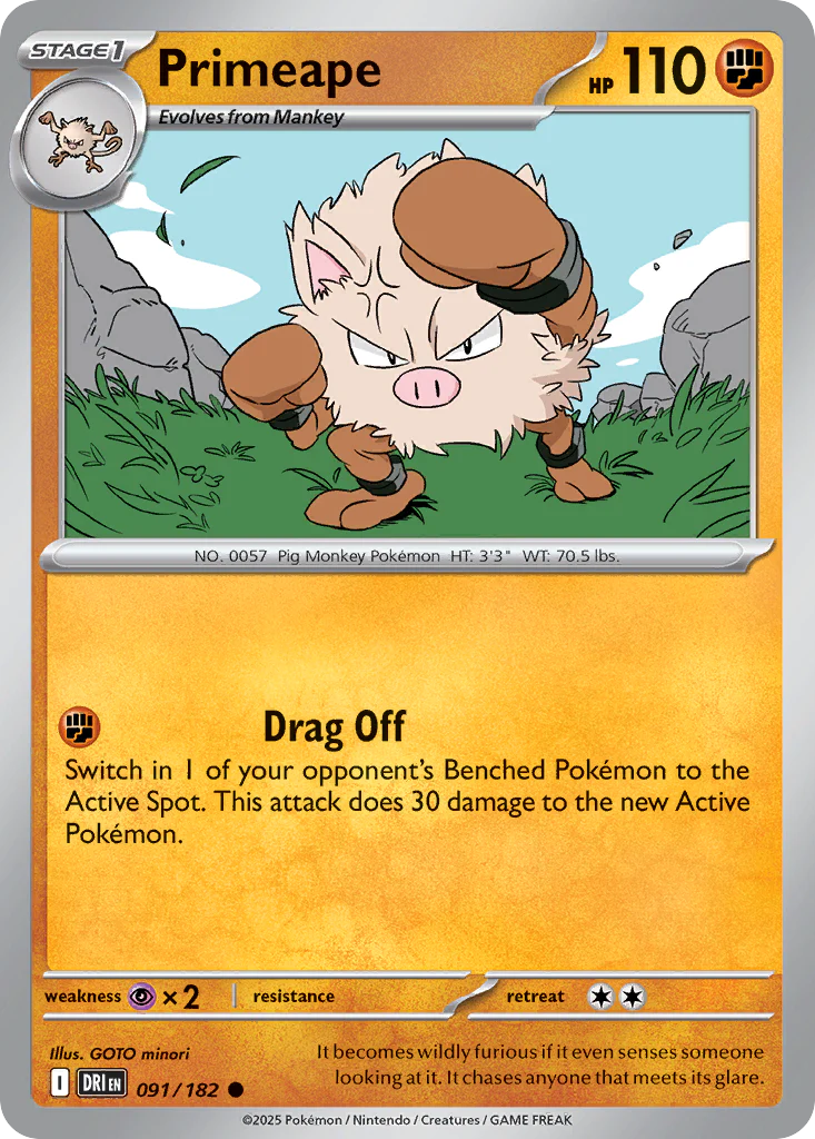 Primeape (91/182) - [Reverse Holo] Destined Rivals (DRI)