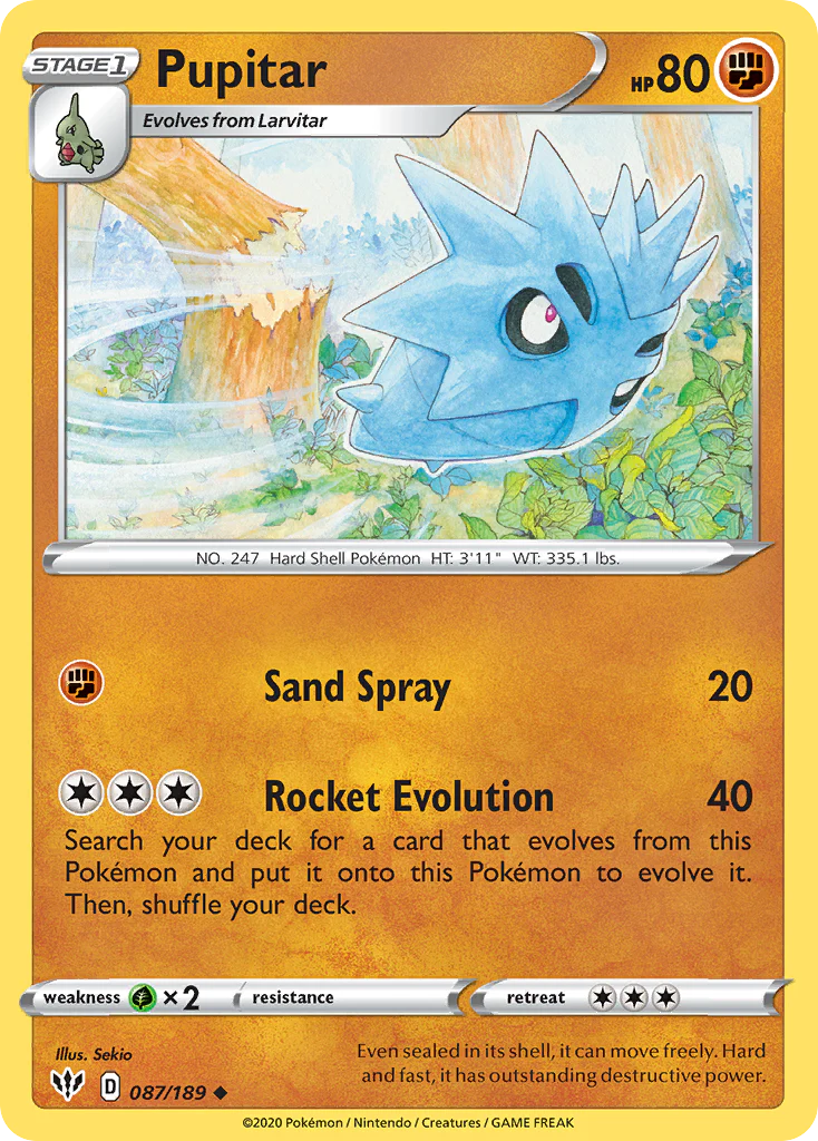 Pupitar (87/189) - [Reverse Holo] Darkness Ablaze (DAA)