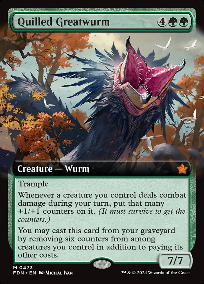 Quilled Greatwurm - [Foil, Extended Art] Foundations (FDN)