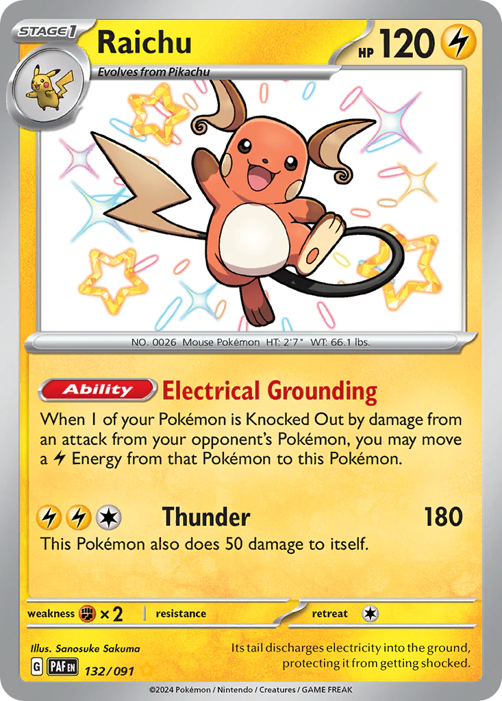 Raichu (132/91) - [Shiny Holo] Paldean Fates (PAF)