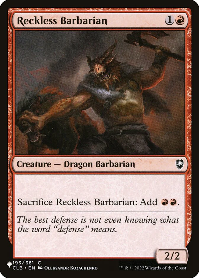 Reckless Barbarian - The List (PLST)