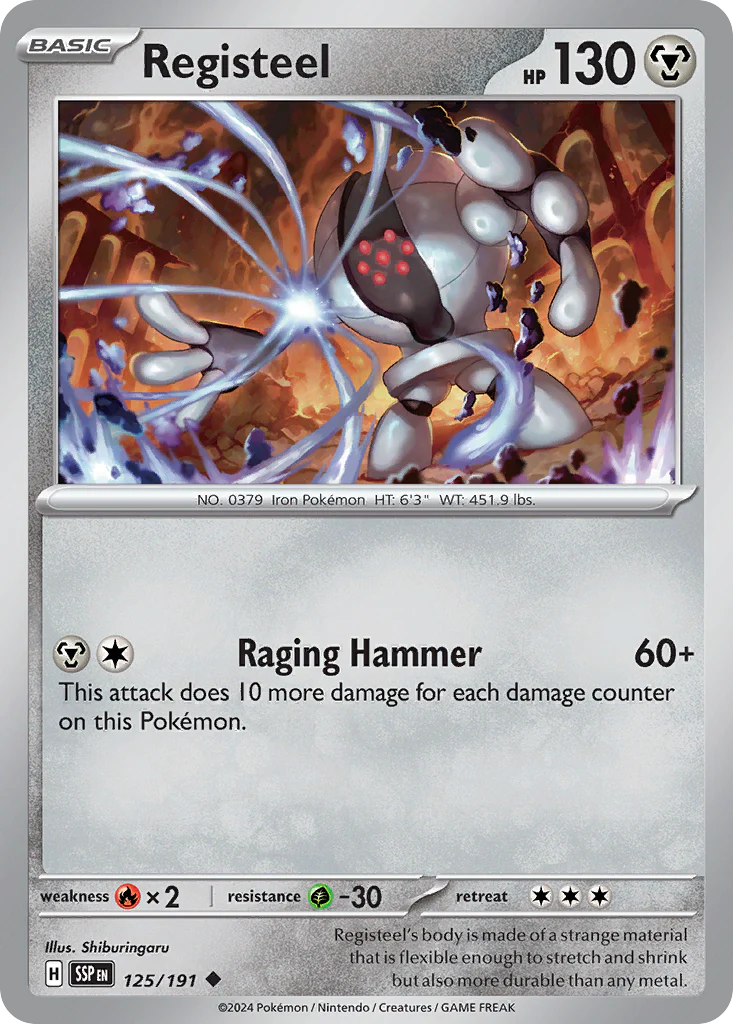 Registeel (125/191) - [Reverse Holo] Surging Sparks (SSP)